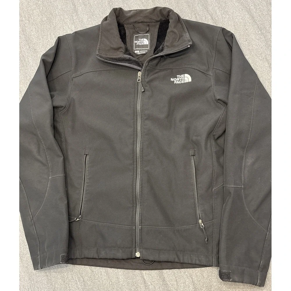 The North Face Mens Jacket Size Small Full Zip Softshell Fleece Lined Black